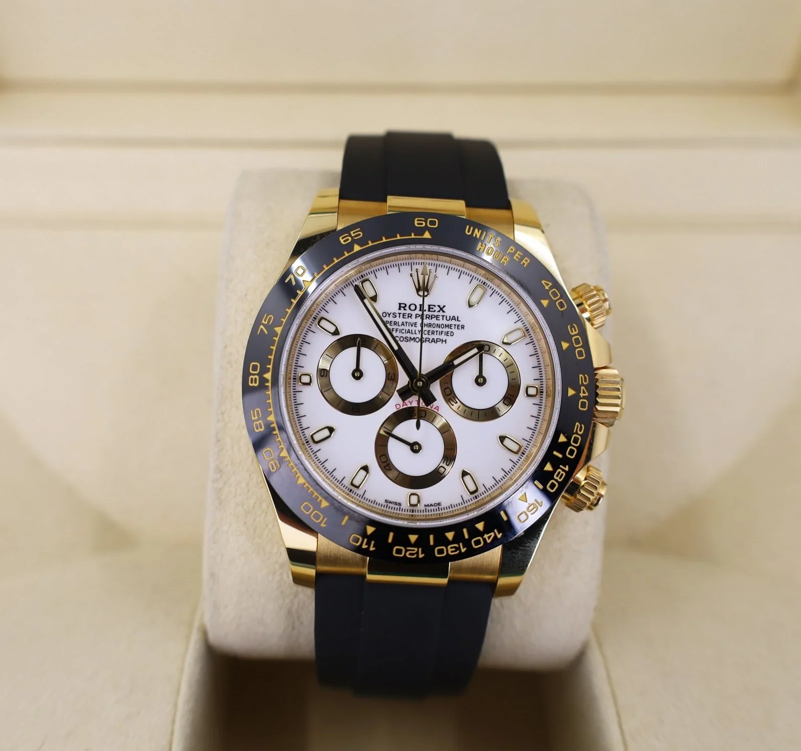 Replica de reloj Rolex Rolex Daytona 34 cosmograph (40mm) Oro 116518LN Oysterflex -Automático