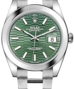 Replica de reloj Rolex Datejust 34/5 (41mm) 126334 (Correa Oyster) Esferaverde Motif/Fluted Automático