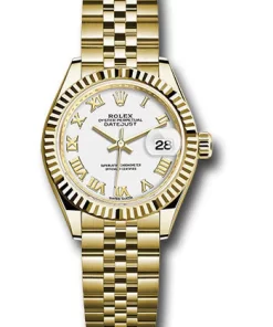 Replica de reloj Rolex Datejust mujer 023 (28 mm) 279178 Esfera Blanca (Correa Jubilee oro)-Automático