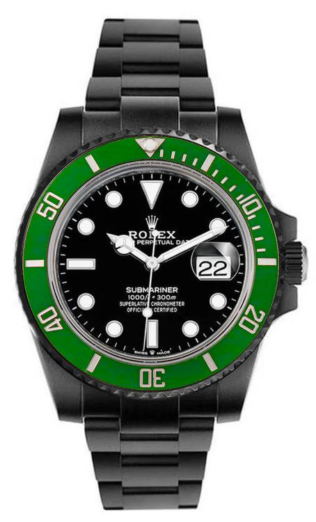 Replica de reloj Rolex Submariner 15/1 Date (41mm) 126610LV DLC-PVD Black Bisel Verde (Correa Oyster) Automatico